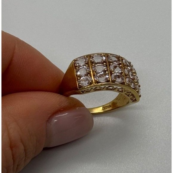 925 STERLING SILVER GOLD PLATED MORGANITE RING SIZE 6.5 - Picture 9 of 10